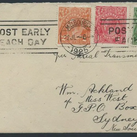 1925 (22nd July) Melbourne to Sydney Australian ...