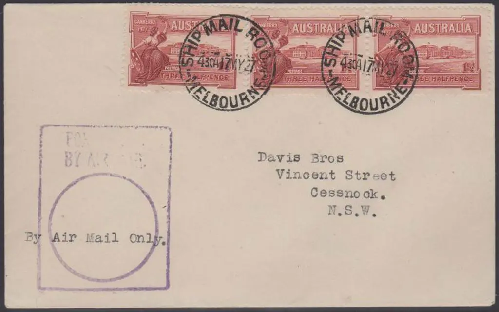 1927 (23rd Sept) Melbourne to Cessnock with 1½d ... Image 1++