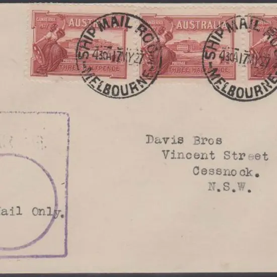 1927 (23rd Sept) Melbourne to Cessnock with 1½d ...