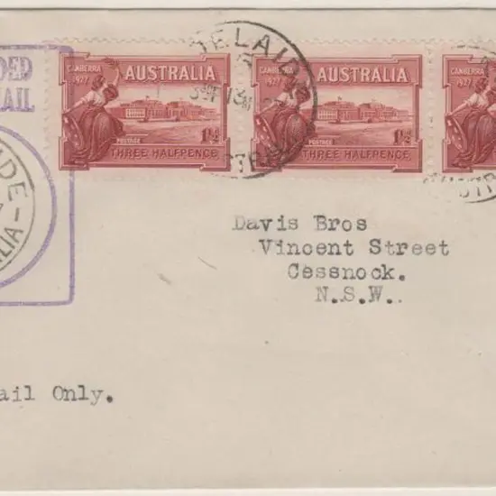 1927 (23rd Sept) Adelaide to Cessnock Davis Bros. ...