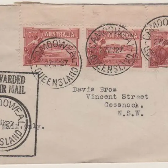 1927 (23rd Sept) Camooweal to Cessnock Davis Bros. ...