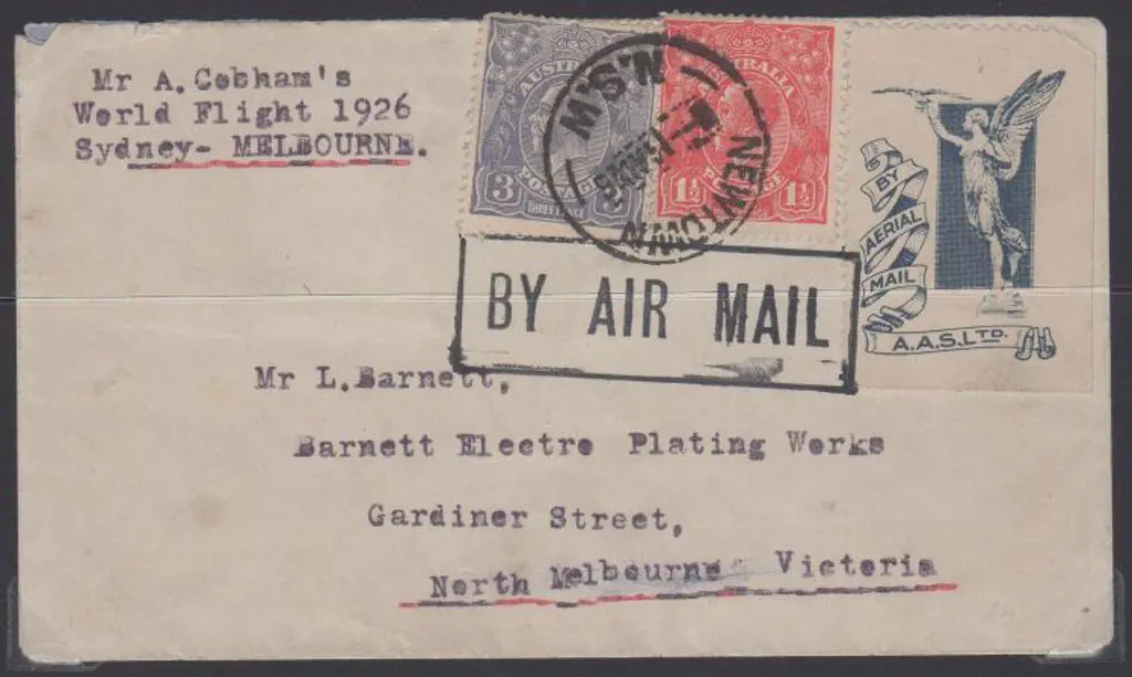 1926 (30th June) Sydney to Melbourne cover flown ... Image 1++