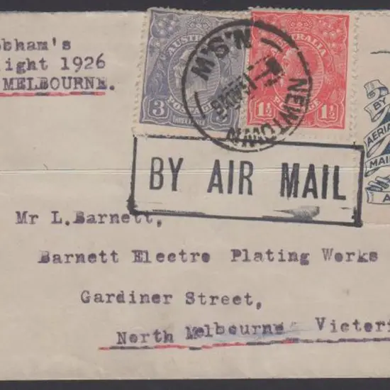 1926 (30th June) Sydney to Melbourne cover flown ...
