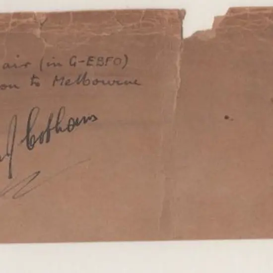 1926 (30th June) London to Melbourne Cobham ...