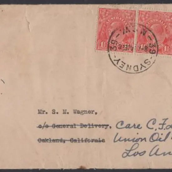 1928 (31st May) United States to Australia ...