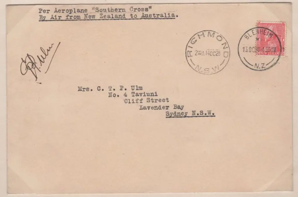 1928 (14th Oct) NZ to Australia "Southern Cross" ... Image 1++
