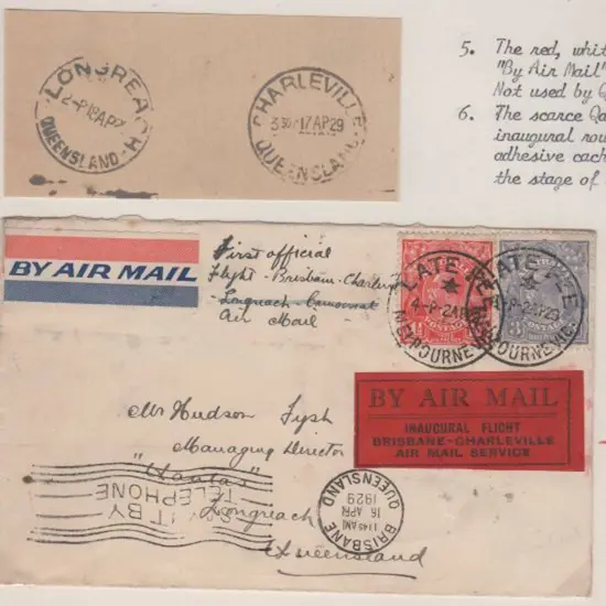 1929 (17th April) ditto but then onto Longreach ...