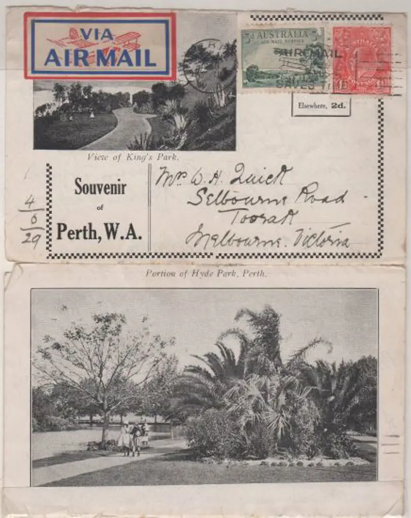 1929 (2nd June) ditto but "Souvenir of Perth W.A." ... Image 1++