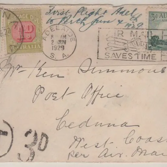 1929 (2nd June) Adelaide to Ceduna intermediate ...
