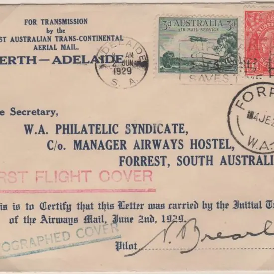 1929 (2nd June) Adelaide to Forrest intermediate ...