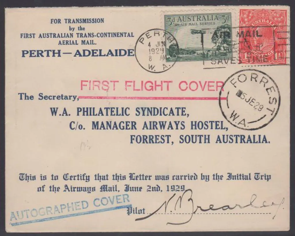 1929 (2nd June) Perth to Forrest W.A.A. ... Image 1++
