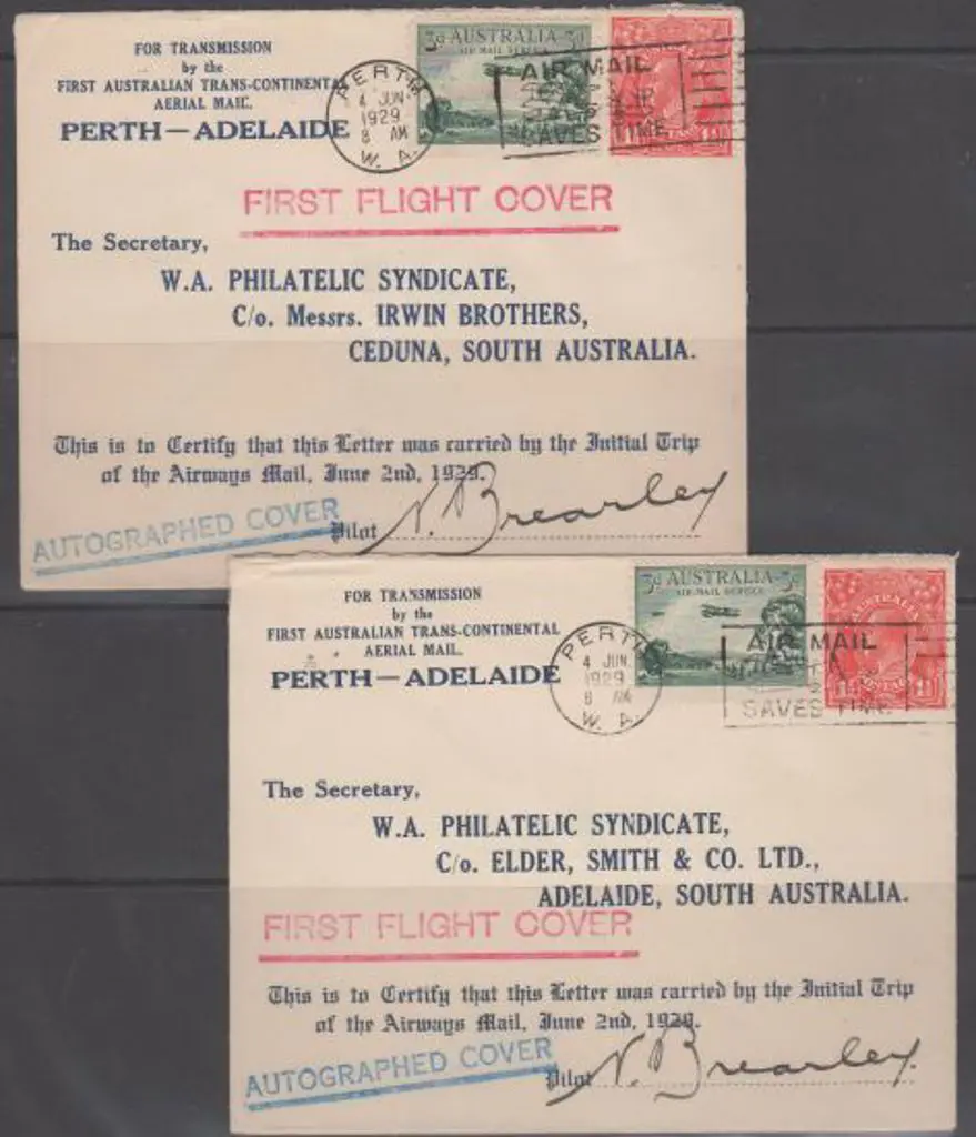 1929 2nd June) Perth to Adelaide covers both ... Image 1++