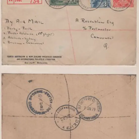 1929 (2nd June) Derby to Perth via Adelaide, Perth ...