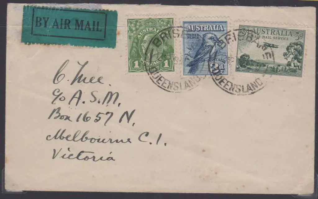 1929 (8th Aug) Brisbane to Melbourne cover with 1d ... Image 1++