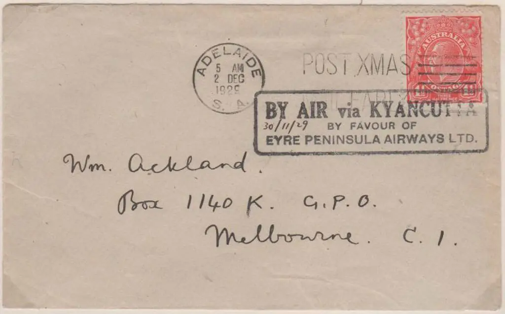1929 (29th Oct) Streaky Bay to Adelaide by Eyre ... Image 1++