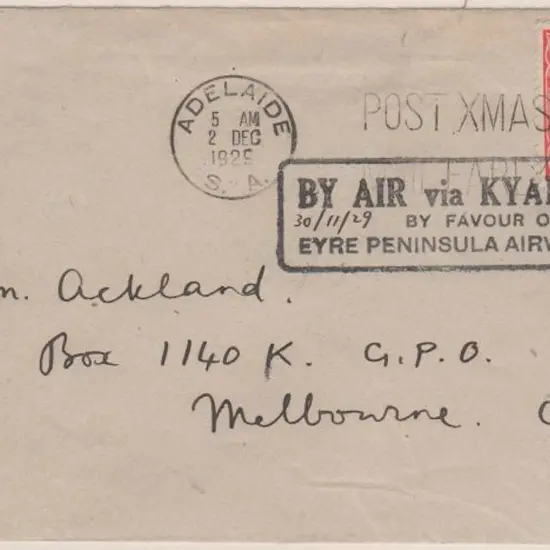 1929 (29th Oct) Streaky Bay to Adelaide by Eyre ...
