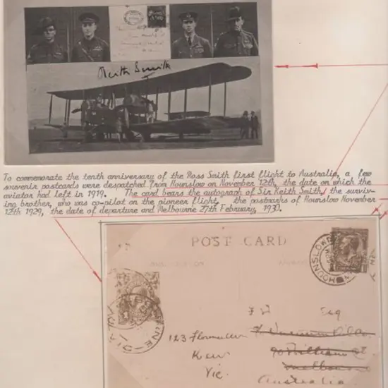 1929 (12th Nov) England to Australia Ross Smith ...
