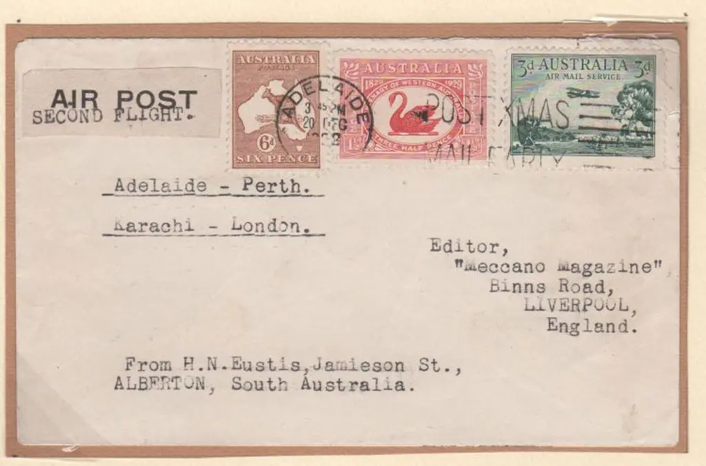1929 (20th Dec) Adelaide to London via Perth & ... Image 1++