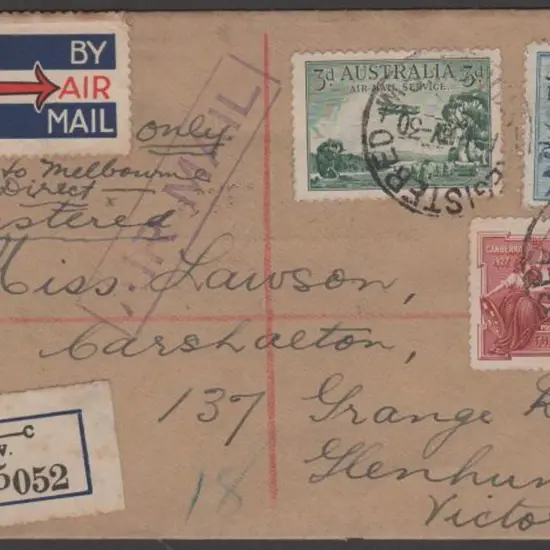 1930 (1st June) Sydney to Melbourne registered ...