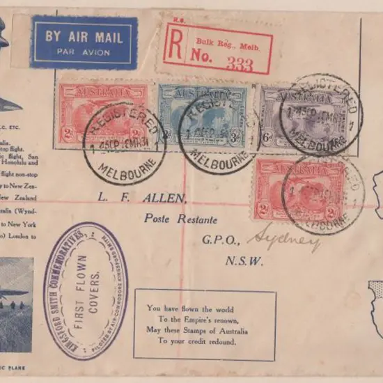 1931 (19th Mar) Melbourne to Sydney A.N.A. ...