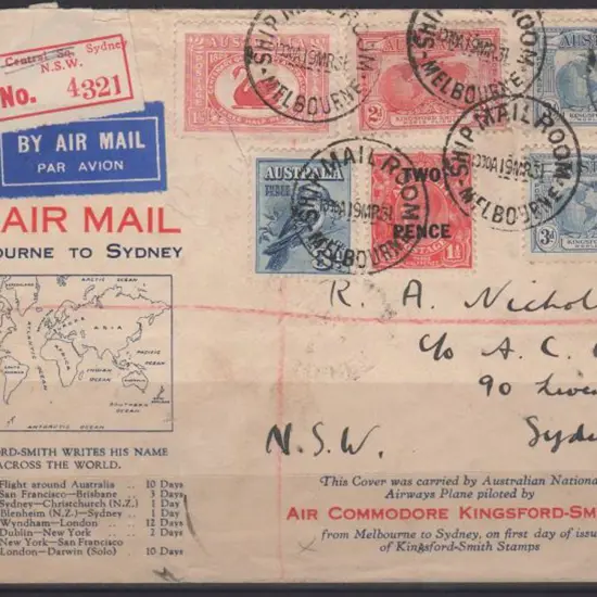 1931 (19th March) ditto but "Melbourne to Sydney" ...