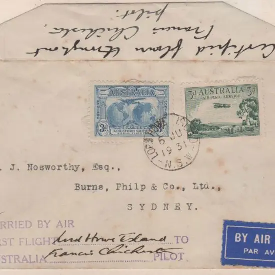 1931 (28th Mar) Lord Howe Island to Australia by ...