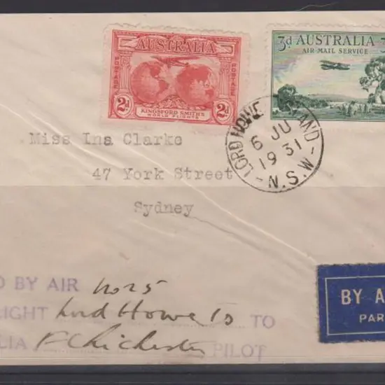 1931 (28th Mar) ditto but with 3d Airmail & 2d KS. ...