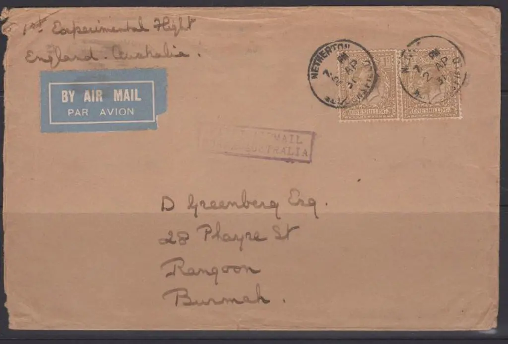 1931 (4th April) England to Australia via Burma ... Image 1++