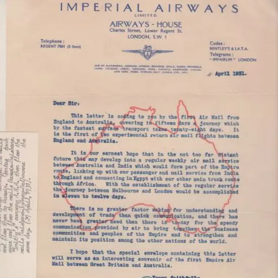 1931 (4th April) Imperial Airways original ...