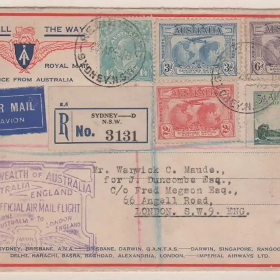 1931 (23rd April) Sydney to London Imperial ...