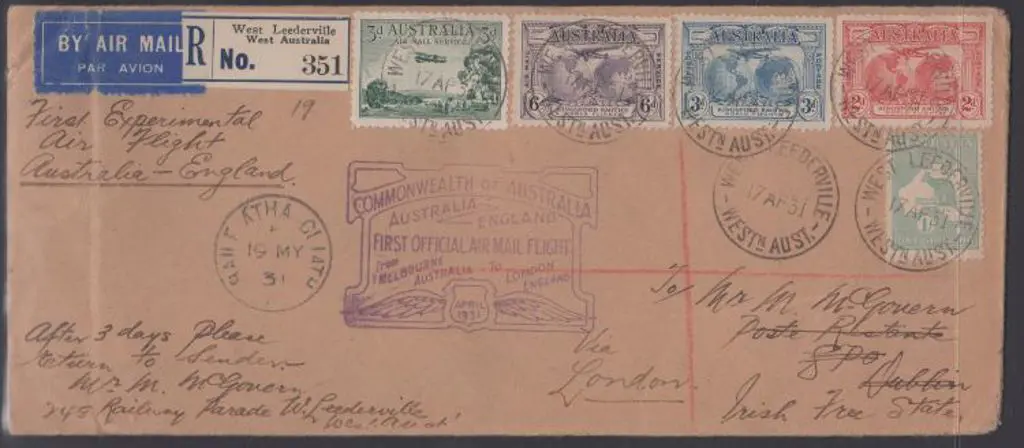 1931 (23rd April) ditto but plain long cover ... Image 1++