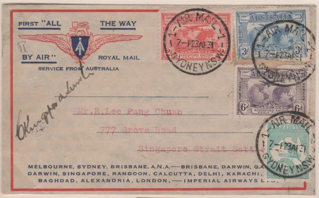 1931 (23rd April) Sydney to Singapore intermediate ... Image 1++