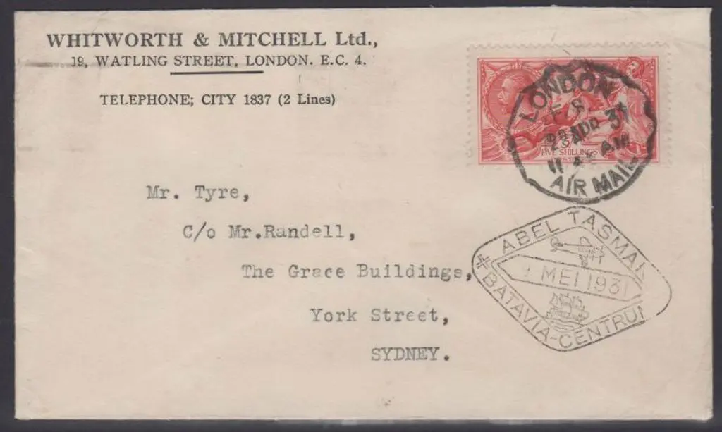 1931 (30th April) Holland to Australia (from ... Image 1++