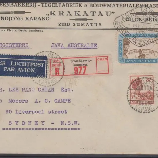 1931 (30th April) Java to Australia KLM ...