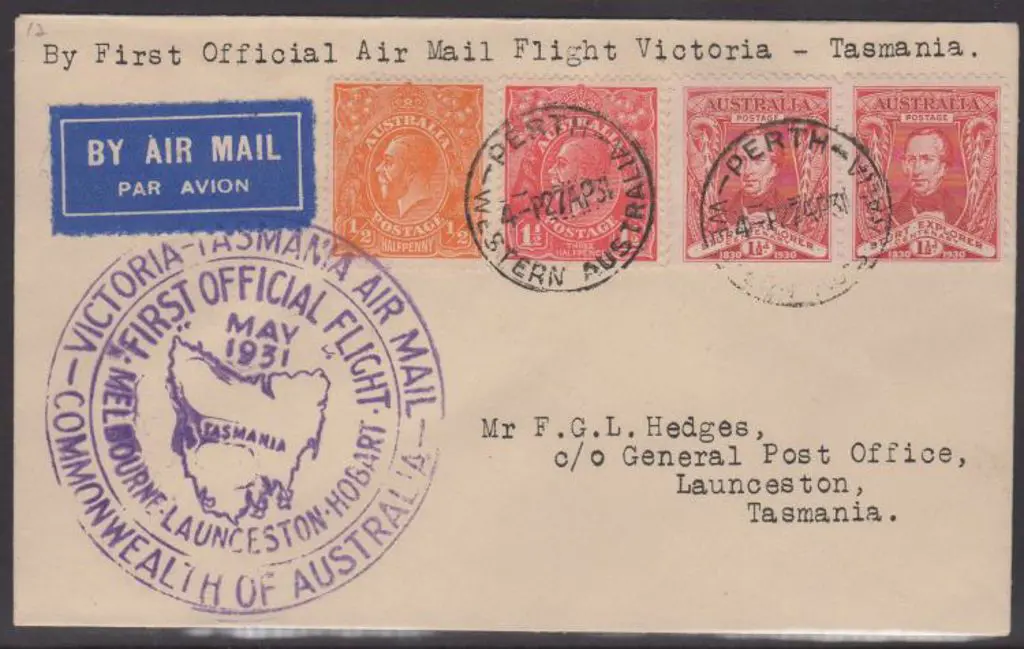 1931 (1st May) Melbourne to Launceston cover with ... Image 1++