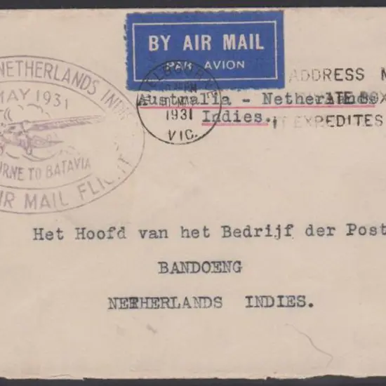 1931 (22nd May) Australia to Java leg on the KLM ...