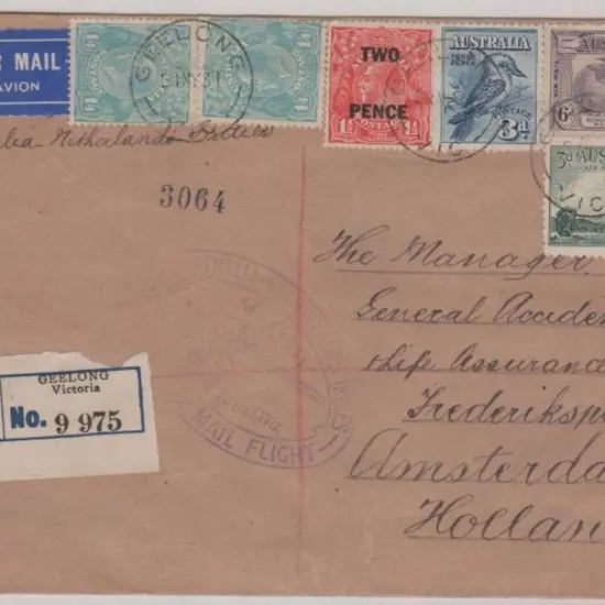 1931 (22nd May) Australia to Holland via Batavia ...