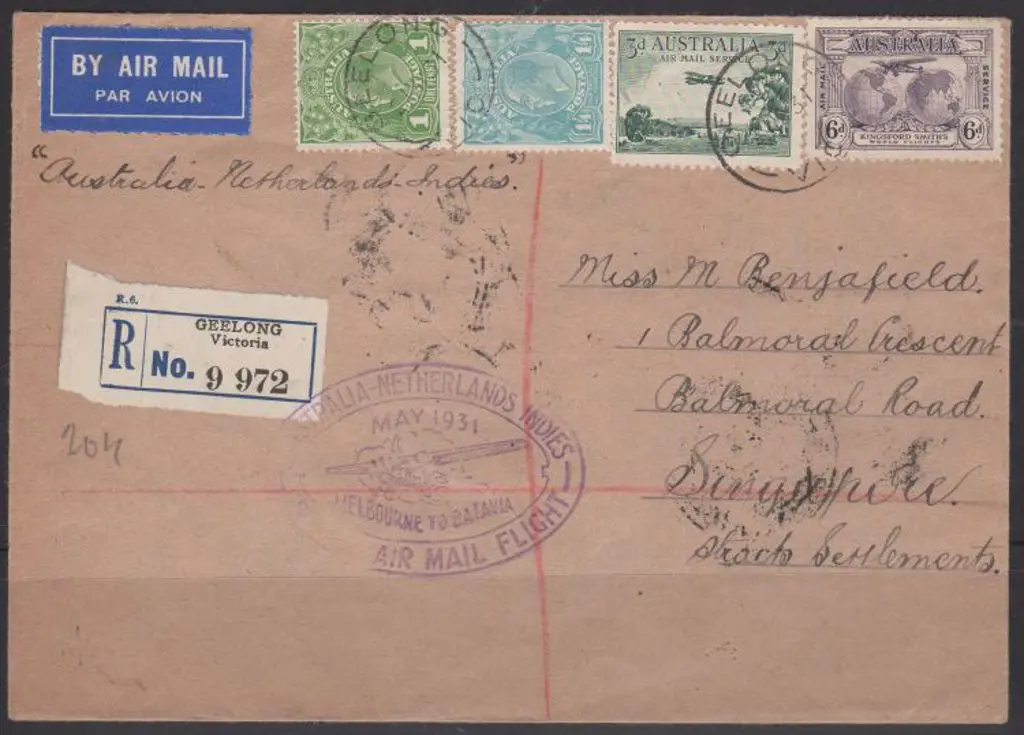 1931 (22nd May) Australia to Netherlands Indies ... Image 1++