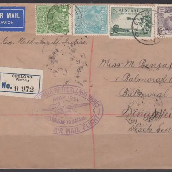 1931 (22nd May) Australia to Netherlands Indies ...