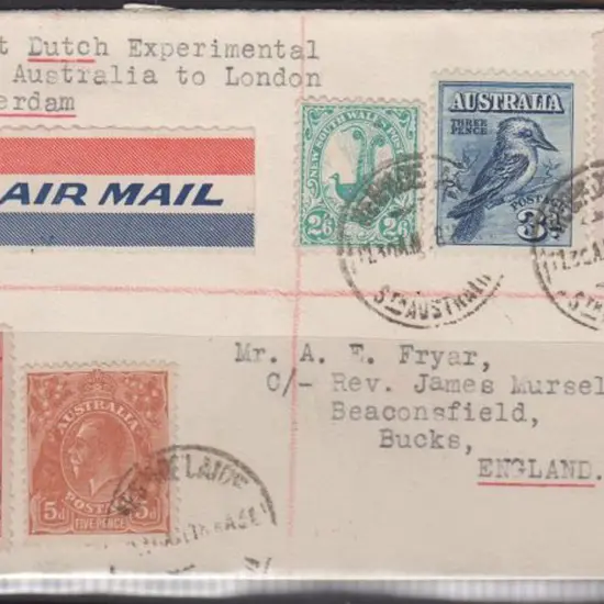 1931 (22nd May) Australia to England Adelaide Reg ...