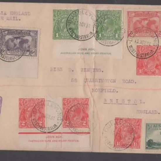 1931 (19th Nov) ditto but long cover also pmkd ...