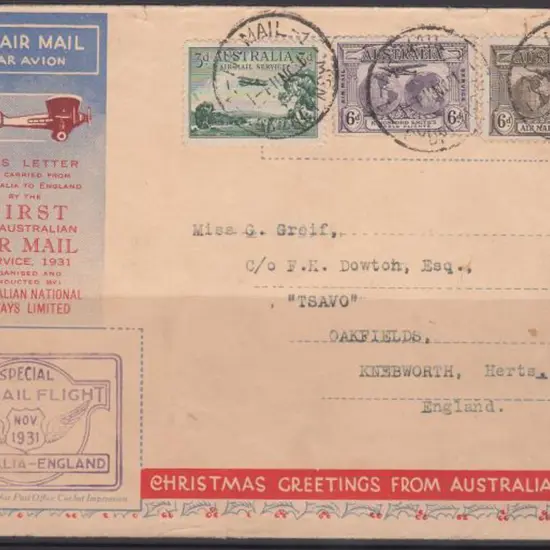 1931 (19th Nov) ditto but ANA printed env with ...