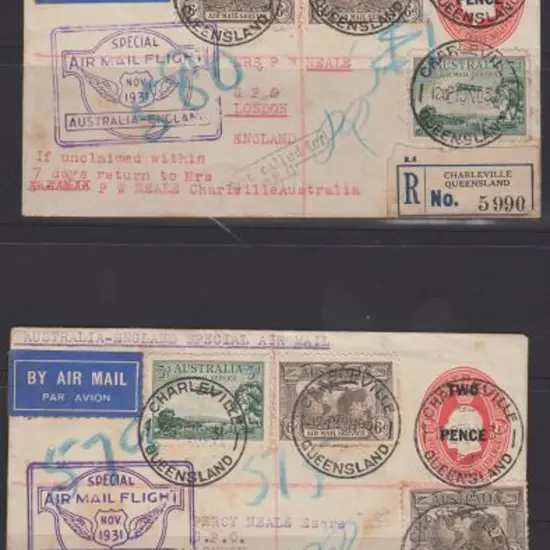 1931 (19th Nov) ditto but Charleville Registered ...