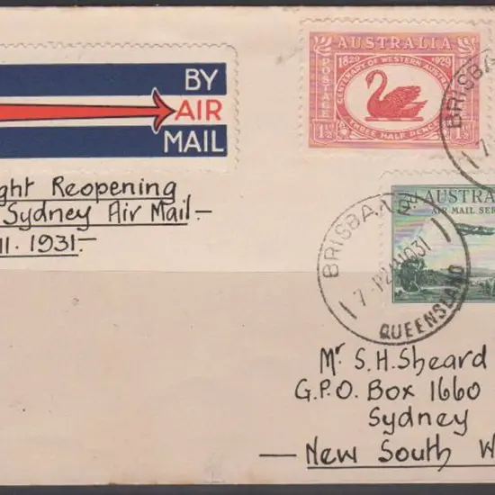 1931 (24th Nov) ditto but Brisbane to Sydney leg ...