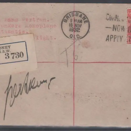 1932 (2nd Jan) ditto but return Sydney to Brisbane ...