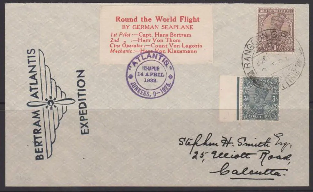 1932 (2nd Jan) Calcutta to Rangoon "Bertram ... Image 1++