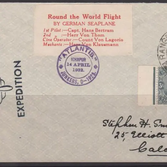 1932 (2nd Jan) Calcutta to Rangoon "Bertram ...