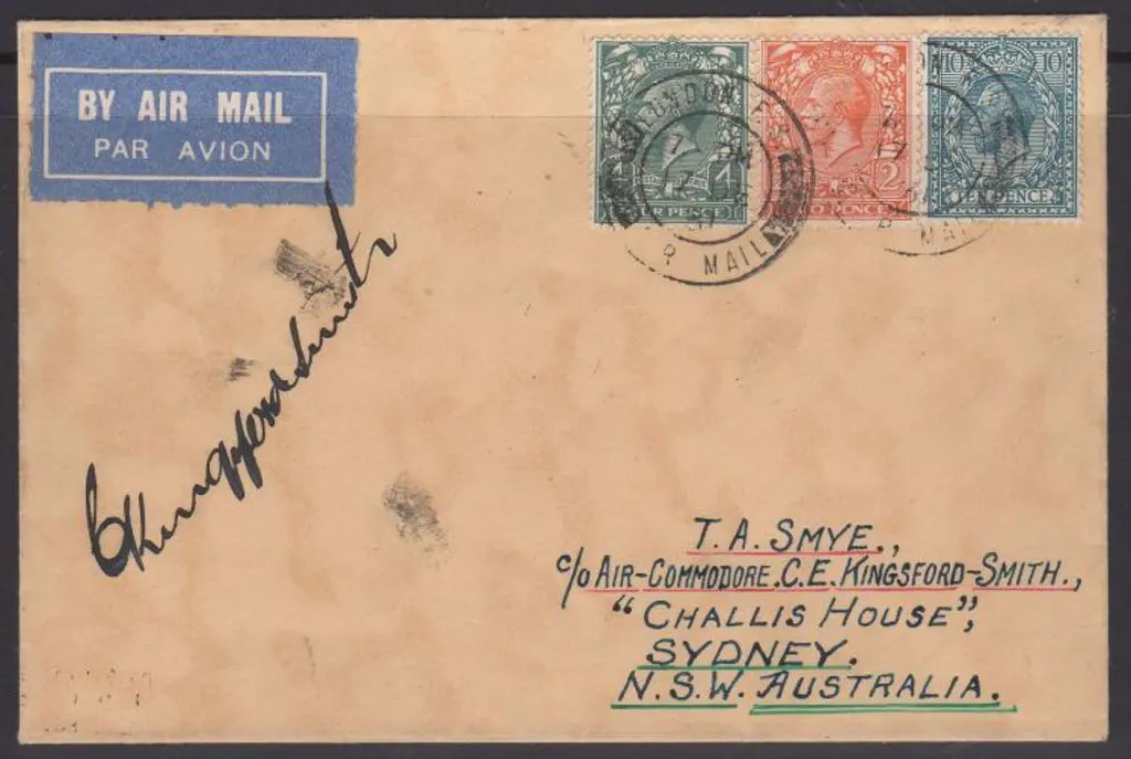 1932 (7th Jan) ditto but plain env with GB 2d, 4d ... Image 1++