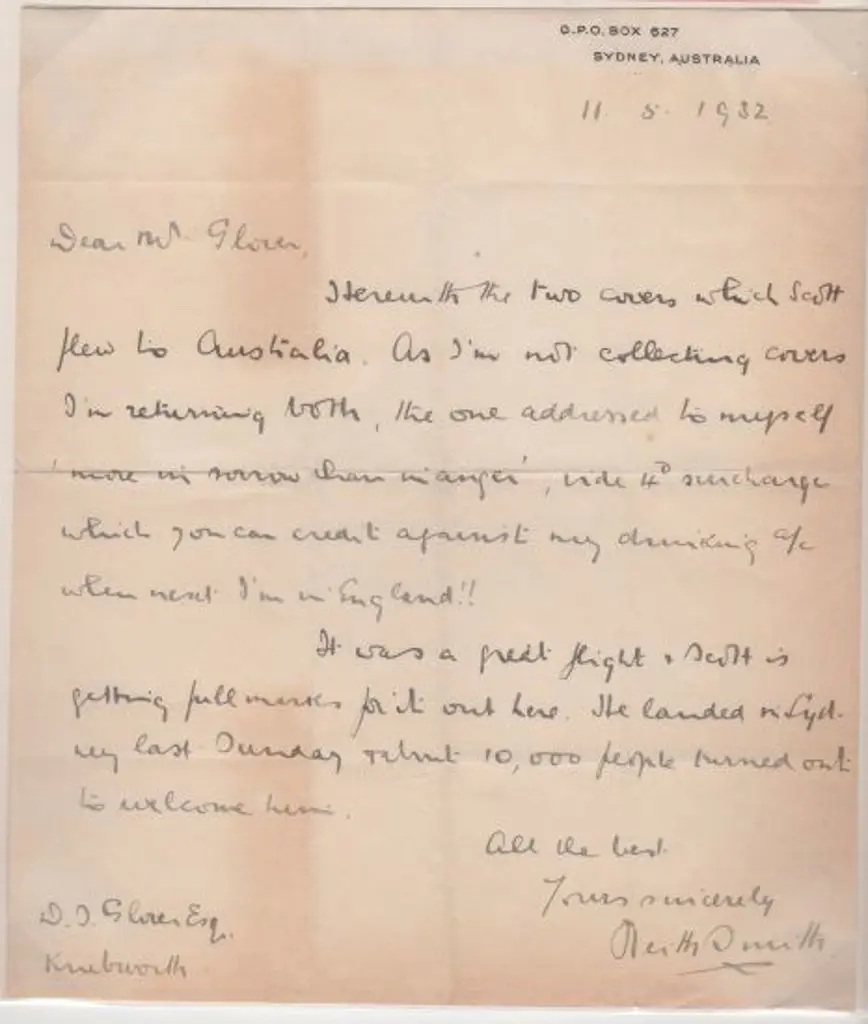 1932 (11th May) Original letter from Keith Smith ... Image 1++