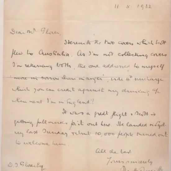 1932 (11th May) Original letter from Keith Smith ...